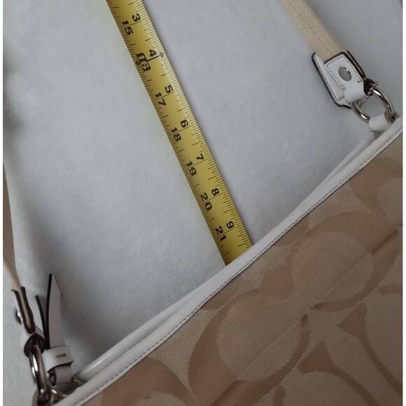 Coach Elegant Tan And White Signature Shoulder Bag - Picture 14 of 14